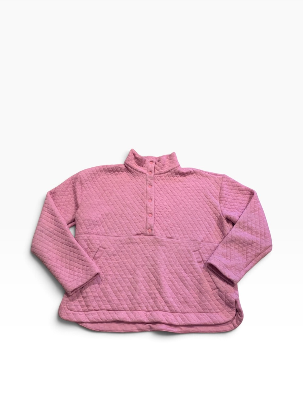 Marine Layer Quilted Snap Pullover Women’s Large Pink Mock Neck Sweatshirt
